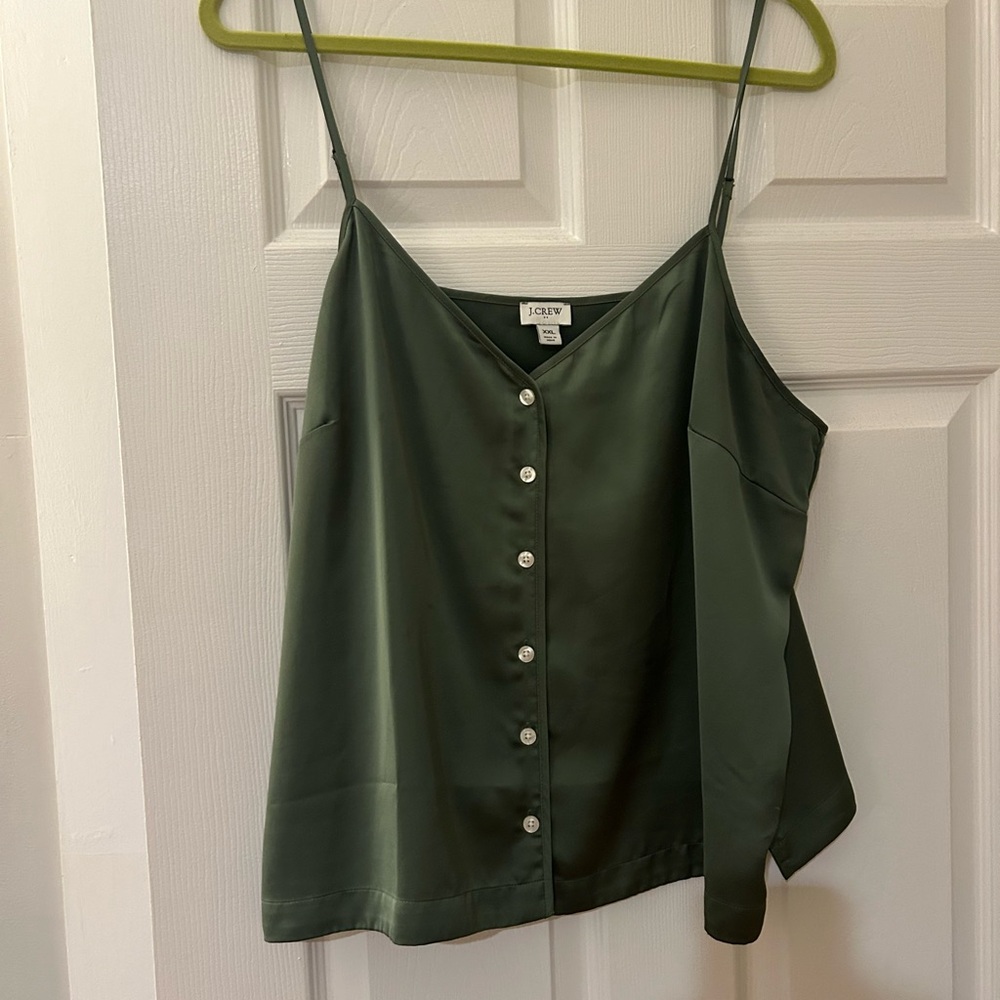 J. Crew Green Sleeveless Buttoned Camisole